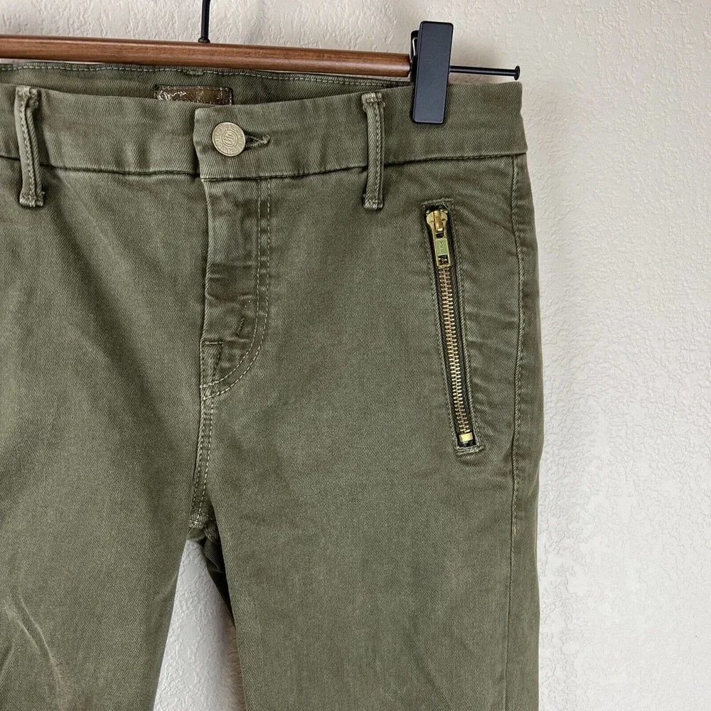Mother Jeans Women 25 Green Crop Zipper‎ Zip Muse Moss Military